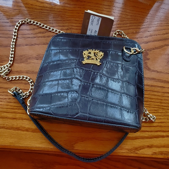 Pratesi Womens Italian Leather Volterra King Croco Crossbody Clutchbag DarkGray - Picture 5 of 13